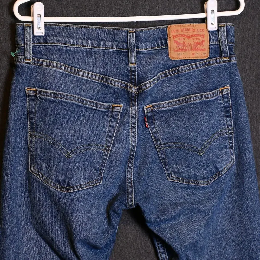 Levi's Men's 31x32 (31x30 actual) 512 Slim Taper Fit Distressed Denim Jeans